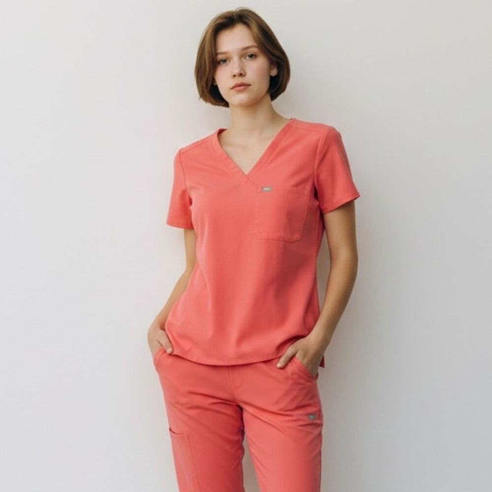 FIGS Catarina One Pocket Scrub Top Women's Sz S Pulmonary Pink Limited Edition